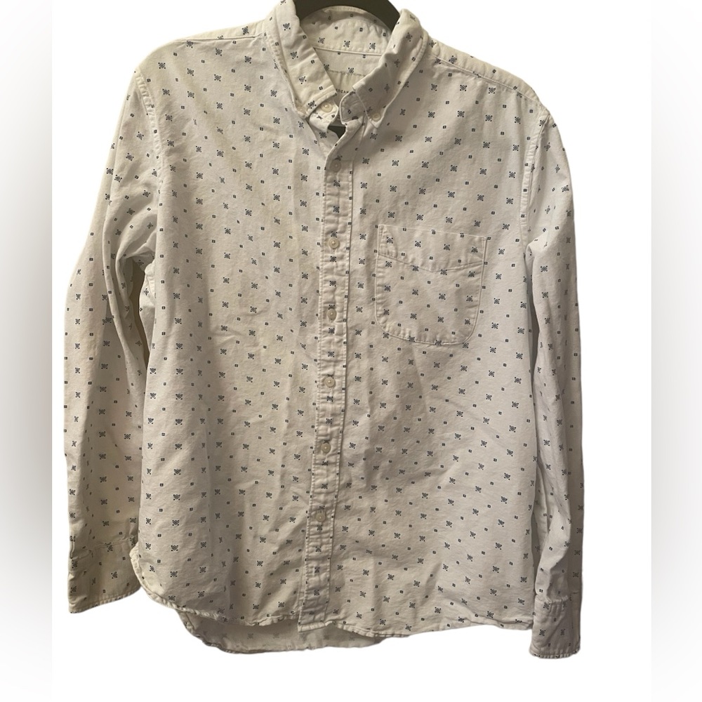 American Eagle white and blue button down size L